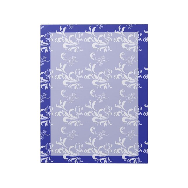 elegant, stylish and classic white damask pattern notepad (Rotated)