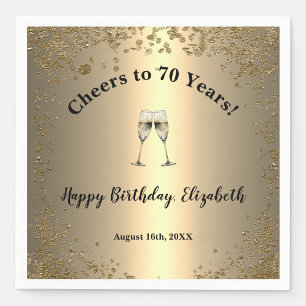 Elegant Stylish Black and Gold 70th Birthday Napkins
