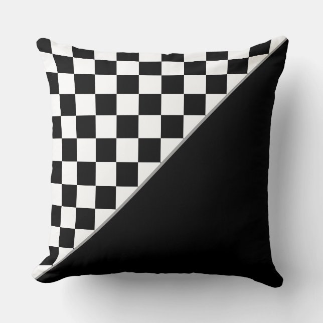 Elegant Stylish Black and White  Chess Throw Pillow (Front)