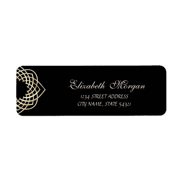 Elegant  Stylish,Black,Gold  Address Label (Front)