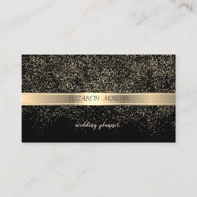 Elegant Stylish,Black ,Gold Confetti Business Card (Front)