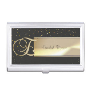 Elegant Stylish Black Gold Dots Business Card Case