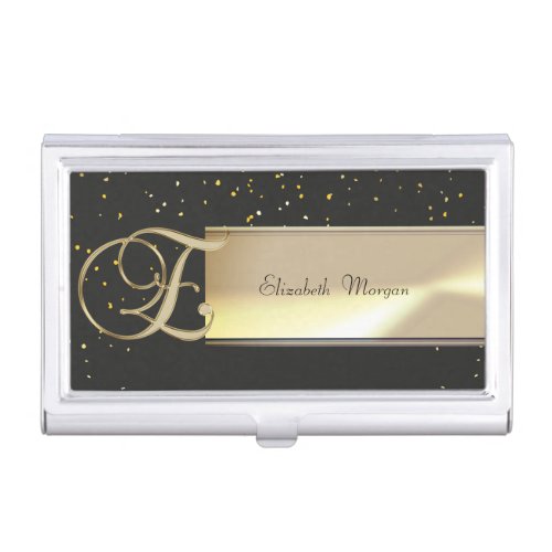Elegant Stylish Black Gold Dots Business Card Case