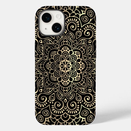 Elegant Stylish Black Gold Mandala   Case_Mate iPhone 14 Case