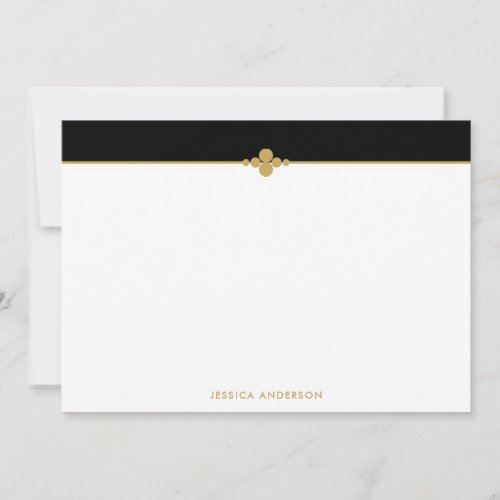 Elegant Stylish Black Gold Personalized Note Card