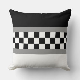 Elegant Stylish Black Gray and White Throw Pillow