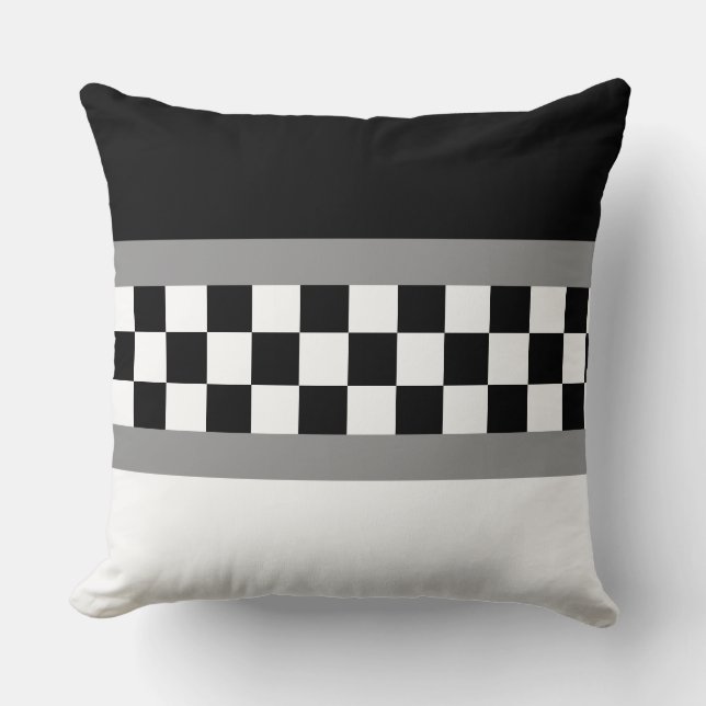Elegant Stylish Black Gray and White Throw Pillow (Front)