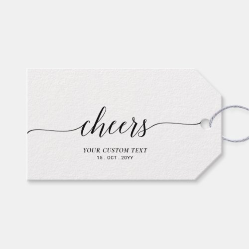 Elegant Stylish Black Lettering Cheers Event Party Gift Tags