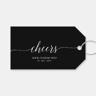 Elegant Stylish Black Lettering Cheers Event Party Gift Tags