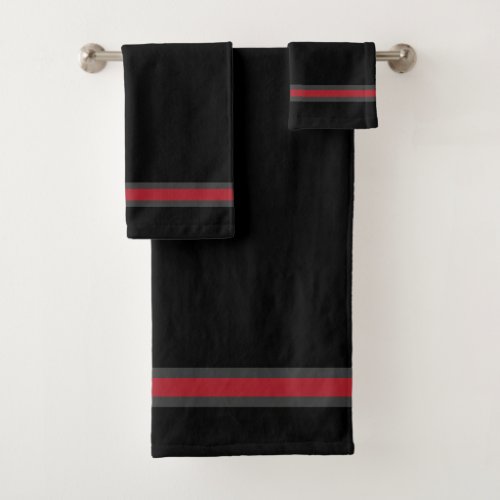 Elegant Stylish Black Stripe Luxury   Bath Towel Set