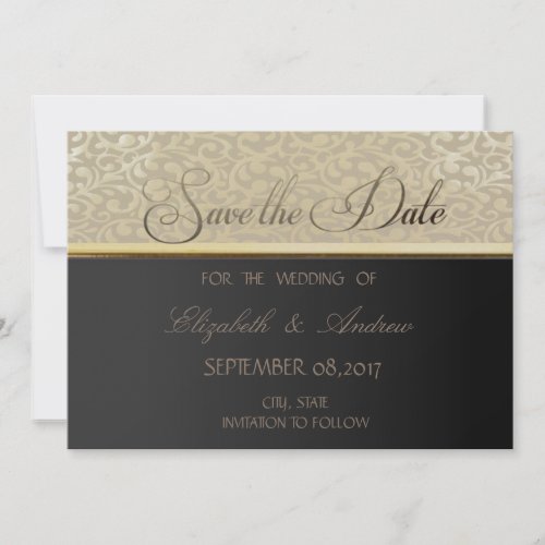 Elegant Stylish Black  Wedding Save the date