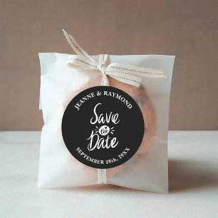 Elegant Stylish Black Wedding Save the date Classic Round Sticker
