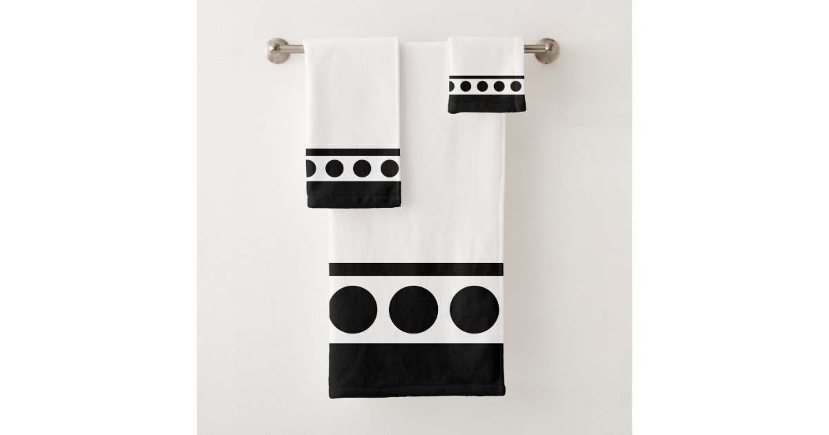 Elegant Stylish Black & White Bath Towel Set | Zazzle
