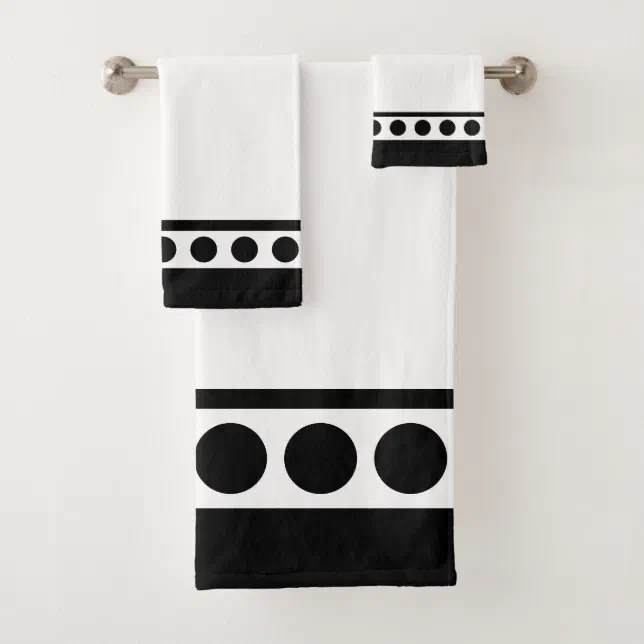 Elegant Stylish Black & White Bath Towel Set Zazzle