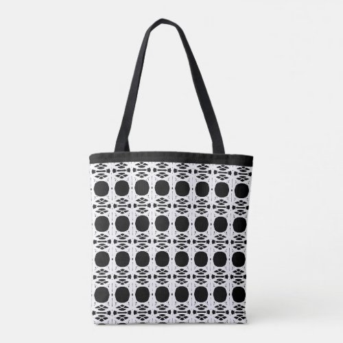 Elegant Stylish Black  White Oval Pattern Tote Bag