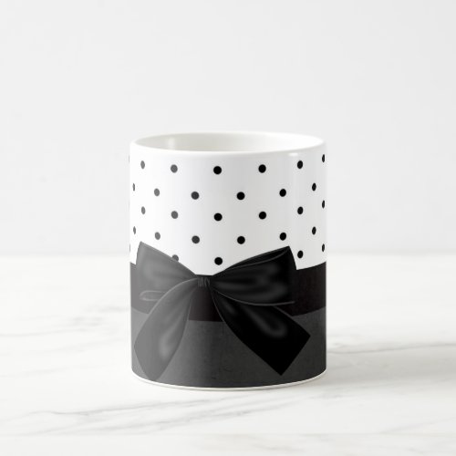 Elegant Stylish BlackWhite Polka Dots_Black Bow Coffee Mug