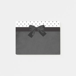 Elegant Stylish Black,White Polka Dots-Black Bow Post-it Notes