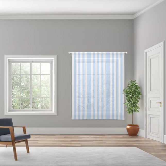 Elegant stylish blue and white striped sheer curtains (Wide)