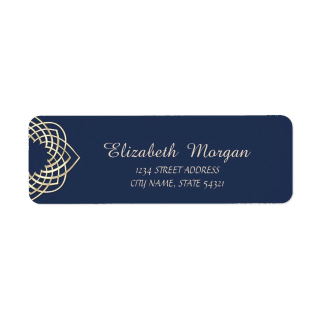 Elegant  Stylish,Blue ,Gold  Address Label (Front)