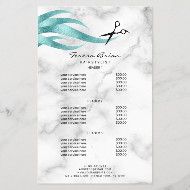 Elegant stylish blue scissors hairstylist flyer (Front)