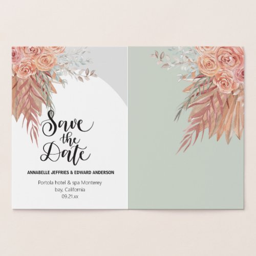 Elegant Stylish bohemian terracotta  pampas grass Foil Card