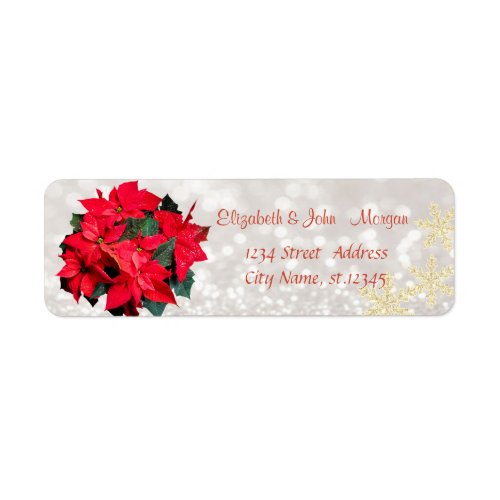 Elegant Stylish BokehChristmas Poinsettia Label