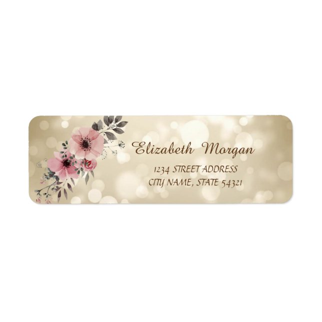 Elegant  Stylish  Bokeh,Flowers Address Label (Front)
