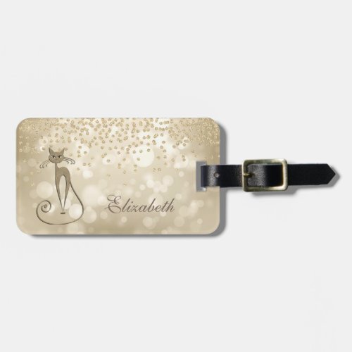 Elegant Stylish  Bokeh  Foil Confetty_DiamondCat Luggage Tag
