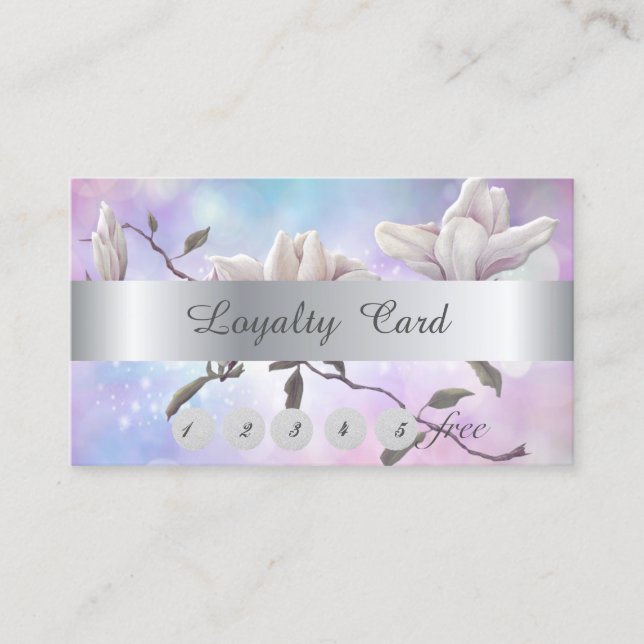 Elegant Stylish Bokeh,Magnolia   Loyalty Card (Front)