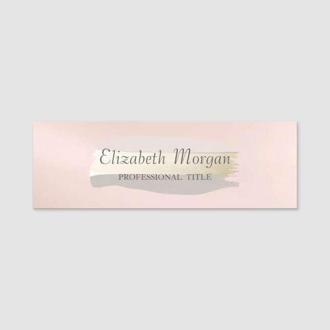 Elegant , Stylish, Brush Stroke Name Tag (Front)