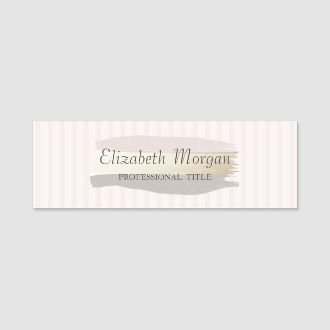 Elegant Stylish, Brush Stroke,Stripes Name Tag (Front)