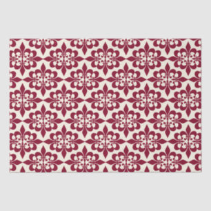 Elegant Stylish Burgundy White Damask Decoupage Tissue Paper