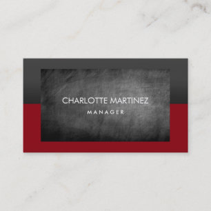 Elegant Stylish Chalkboard Red Gray Professional Business Card