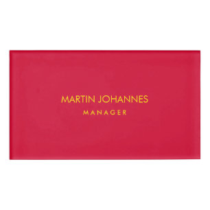 Elegant Stylish Cherry Red Gold Color Custom Name Tag