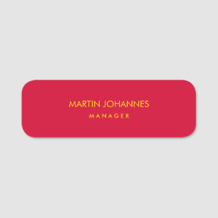 Elegant Stylish Cherry Red Gold Color Custom Name Tag