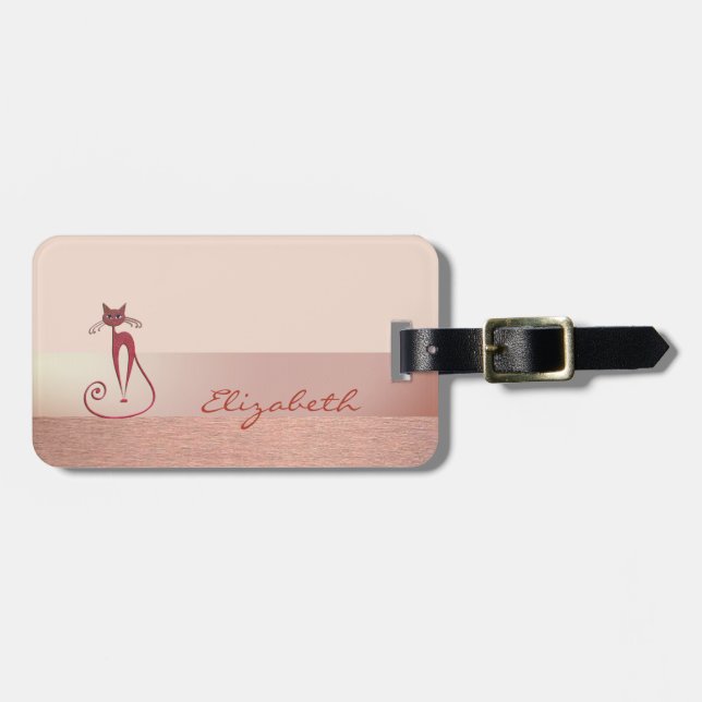 Elegant Stylish Chic,Cat Luggage Tag (Front Horizontal)