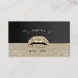 Elegant  Stylish Chic,Damask,Black,Lips Business Card