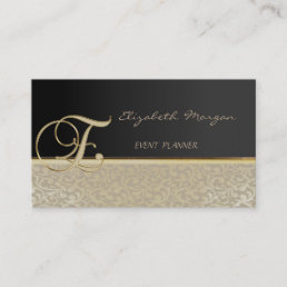 Elegant  Stylish Chic,Damask,Black,Monogram Business Card