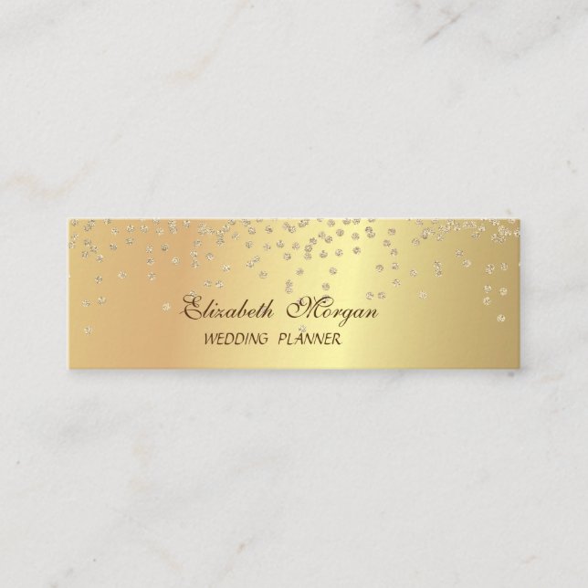 Elegant Stylish Chic  Faux Gold-Diamonds Mini Business Card (Front)
