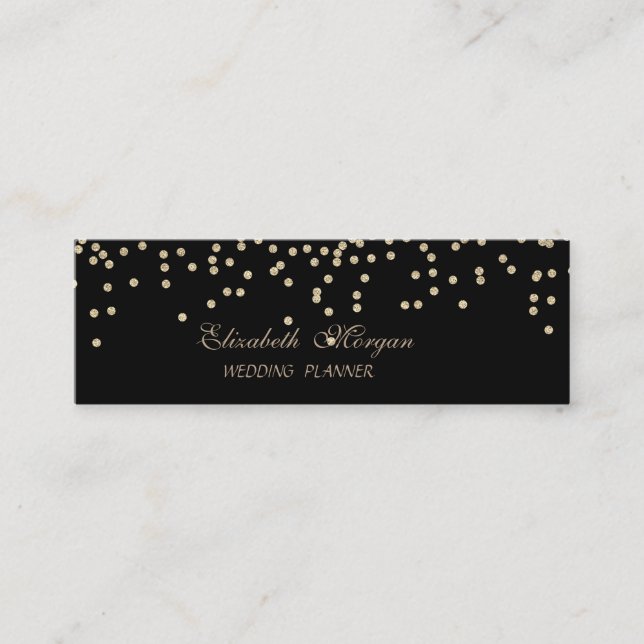 Elegant Stylish Chic  Faux Gold-Diamonds Mini Business Card (Front)