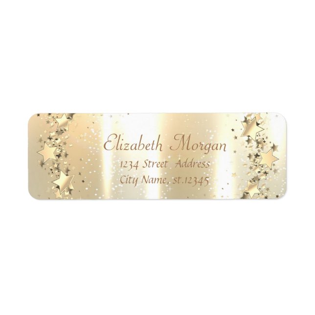 Elegant ,Stylish,Chic, Faux Gold Stars Label (Front)