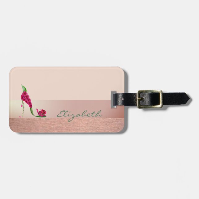 Elegant Stylish Chic,Flower  High Heel Luggage Tag (Front Horizontal)