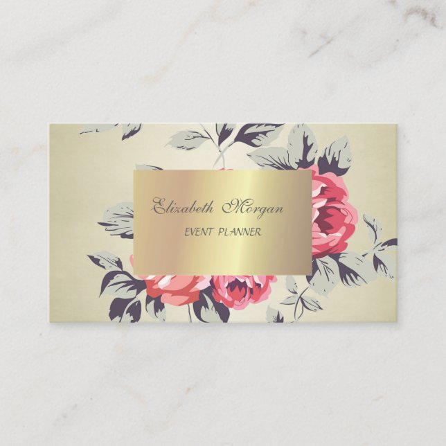 Elegant Stylish Chic,Flowers Business Card (Front)