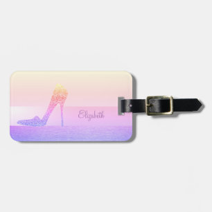 Elegant Stylish Chic, Glitter High Heel Luggage Tag