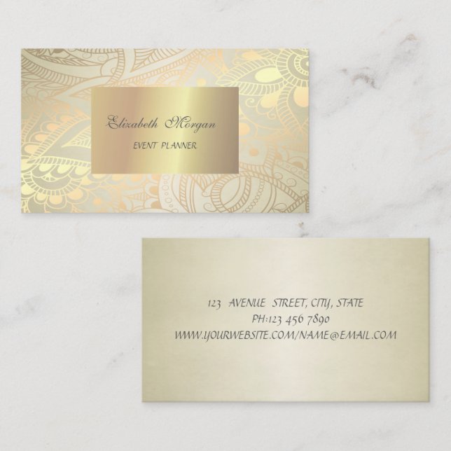 Elegant Stylish Chic,Gold Swirls Business Card (Front/Back)