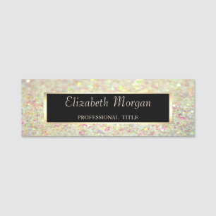 Elegant Stylish Chic Modern, Frame, Glitter Name Tag