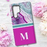 Elegant Stylish Chic Monogram Initial  Samsung Galaxy S22 Ultra Case<br><div class="desc">Chic Teal Magenta Fuchsia Stone Monogram Initial Samsung Galaxy S22 Ultra Case.  Crystals and geodes continue to be a favorite trend!  This print features and up close image of a vibrant turquoise and purple (magenta) geode stone,  complete with little crystals.  Add your initial to make it your own.</div>