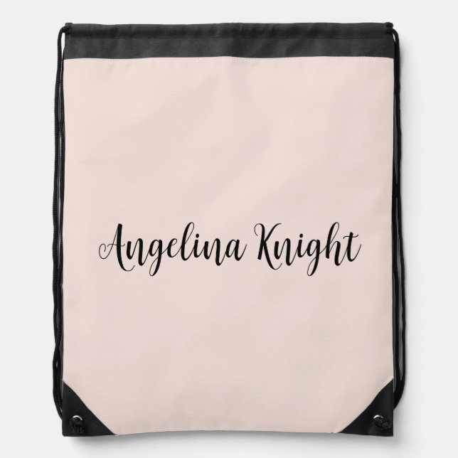 Elegant Stylish Chic Plain Handwriting Script Drawstring Bag (Front)