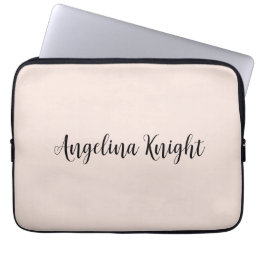 Elegant Stylish Chic Plain Handwriting Script Laptop Sleeve