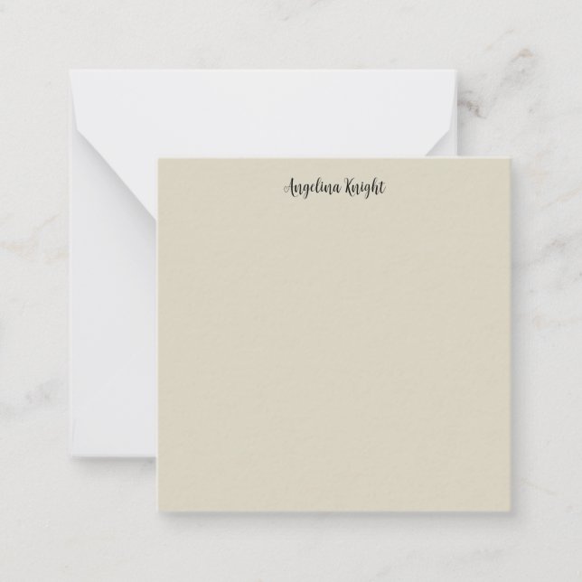 Elegant Stylish Chic Plain Handwriting Script Note Card (Front)